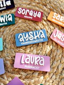Insignia de nombre personalizada, insignia de trabajo acrílica personalizada, insignia de enfermera, placa de nombre profesional, insignia de maestro, útiles escolares, vuelta a la escuela, regalo escolar, útiles de oficina, regalo para maestro, útiles universitarios, regalo para compañero de trabajo, útiles de dormitorio, escuela secundaria, ideas de regalo - Multicolor - Ver 11