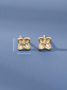 1 Pasang Anting Stud Kupu-Kupu Berongga Perak Sterling S925, Desain Unik, Anting Serbaguna untuk Wanita, Cocok untuk Perjalanan Sehari-hari - bunga - View 5