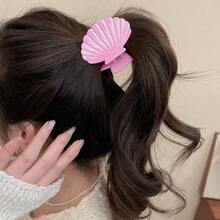 1pc Acrylic Crinkle Shell Fashion Minimalist Hair Claw (Hair Claw) Summer Hair Accessories Beach Claw Clips Vacay Hair Clips - Màu vàng - Một kích cỡ - Xem 3