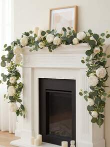 1.8M Silk Fabric Peony Floral Vine - Peony - White - View 1