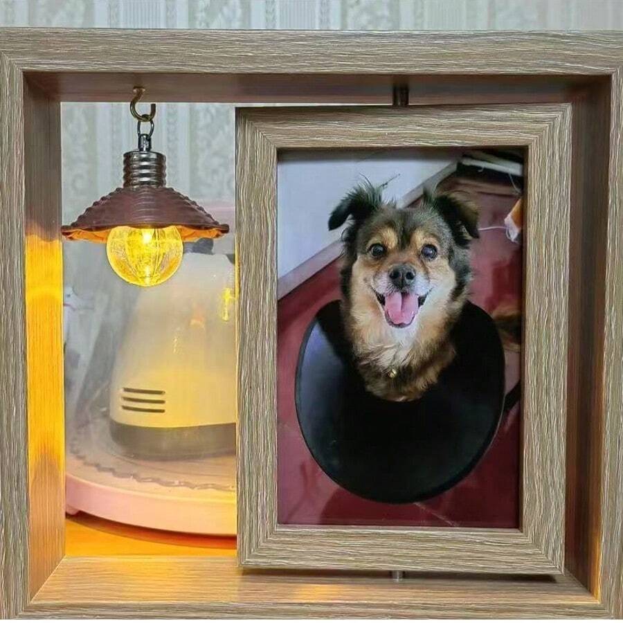 6-Inch Dual-Sided Rotating Wooden Photo Frame - Modern Minimalist Design With Heart-Shaped Pendant, Multifunctional Desktop Decor Suitable For Home, Office And Holiday Gifts - 7 Inches - View 1