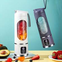 1pc Portable Blender With Smart Display, Mini Rechargeable Juicer Cup, Electric Fruit Mixer For Smoothies & Shakes - 450ML - 查看 4