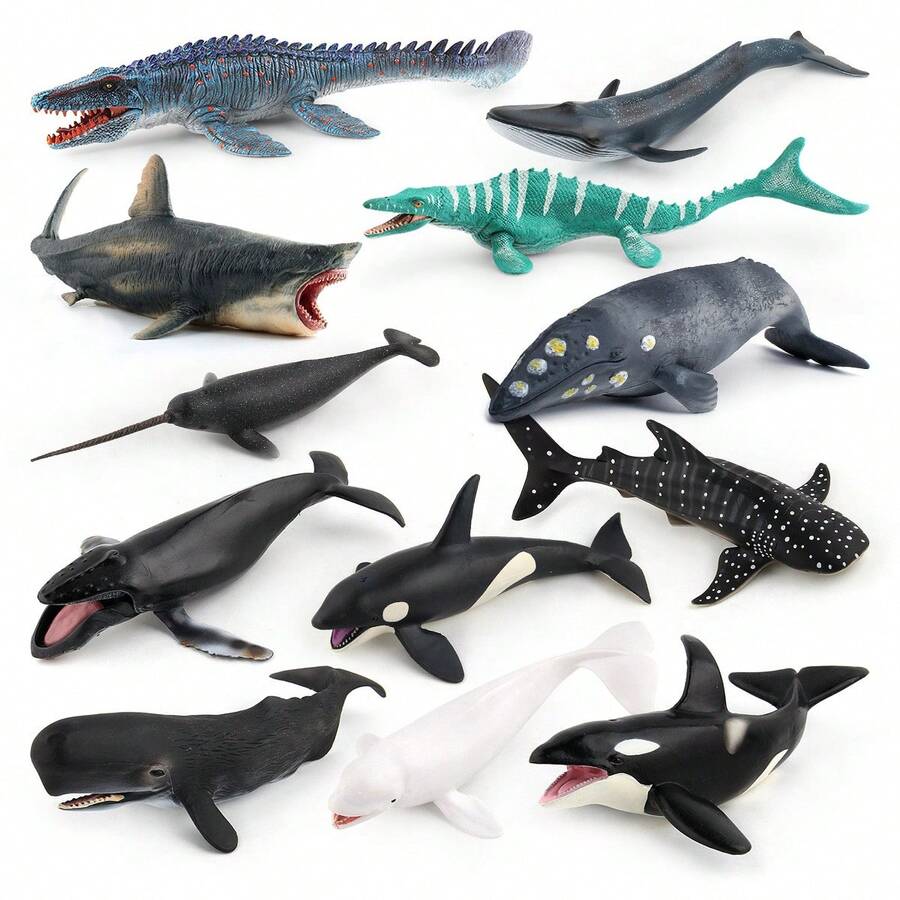 Juguetes de modelos realistas de animales marinos, tiburón y plesiosaurio - Multicolor - Ver 1