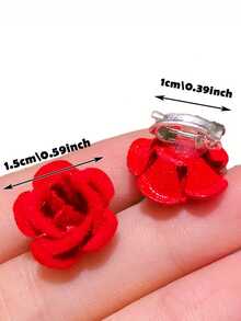 10pcs/Set Small Red Flower Hair Clips, Suitable As Gift For Girls, Daily Hair Accessories, Cute Hair Clips, Fashion Hair Decorations, Smooth Surface, Lightweight Hair Clips, Multi-Piece Hair Clips, Fashion Enthusiasts - Multicolor - View 5