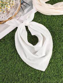 1 chiếc băng đô màu trắng với họa tiết thêu hình ngôi sao năm cánh trang nhã, khăn trùm đầu hình tam giác, phụ kiện tóc thời trang hàng ngày cho nữ, thích hợp cho mùa xuân/hè, đi biển, chống nắng, hoạt động ngoài trời. - trắng - Xem 16