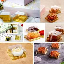 50pcs Cake Boxes With Transparent Lids, Chinese Pastry Boxes, Cake Pastries, Used For Cakes, Chocolates, Cookies, Mooncakes And More, Birthday Party Gifts, Wedding Party Gifts, Baking Tools, Kitchen Accessories - 金色 - 查看 4