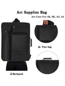 Art Portfolio 18 X 24, Art Portfolio With Backpack Tote Bag Artwork, Medium Artist SizeBlack - Black - View 4