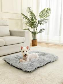 1pc Plush Large Dog Bed, Comfortable Pet Mat, Soft Dog Pad With Non-Slip Bottom, Durable & Machine Washable, Suitable For Small/Medium/Large Cats & Dogs, All Seasons - Grey - View 4