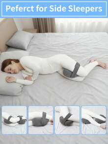 1pc Heart-Shaped Leg Pillow, Designed For Side Sleepers, Ergonomic Knee Pillow With Breathable 3D Air Layer Fabric, Built-In Memory Foam And Adjustable Strap, Perforated Design To Relieve Hip And Back Pain, Sciatica, Pregnancy Support, Post-Surgery Recovery - Grey - View 4
