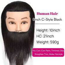 Đầu ma-nơ-canh nam 100% tóc thật, có râu, dùng để thực hành tạo kiểu tóc, đào tạo nghề làm tóc và thẩm mỹ. - Xem 2