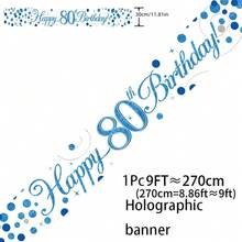 1件全息生日橫幅,藍色與白色數字生日橫幅,適用於生日派對裝飾、生日慶祝背景、派對拍照亭道具、室內/室外生日裝飾、週年慶祝裝飾、生日派對裝飾 - 藍白 - 查看 11