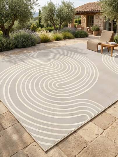1 pieza Alfombra, Alfombra, Alfombra de área, Felpudo, Hermoso estilo nórdico moderno de lujo estilo INS - Color claro romántico minimalista Líneas geométricas abstractas - Alfombra para exteriores, entrada, balcón, pasillo, exterior, patio, sala de estar, alfombra suave lavable a máquina, decoración del hogar