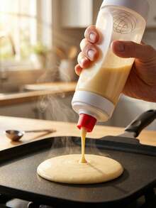 Effortless Baking Bottle With Stainless Steel  For 30s Fast Batter Mixing Sleek Clear Durable Plastic Batter Dispenser For Culinary Enthusiasts And Families Non-Drip Precise Pour Pancake Mixer Bottle Perfect For Crepes Waffles And Breakfast Prep Kitchen Gadgets Baking Bottle - 白色 - 查看 12