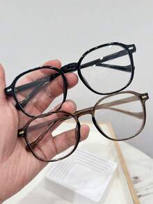1副女士休闲复古方形有色时尚平光眼镜，适合日常佩戴和街头摄影 - A - 查看 2
