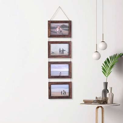 1pc 6-Inch 4-Panel Combination Photo Frame, Wall Decor Picture Frame