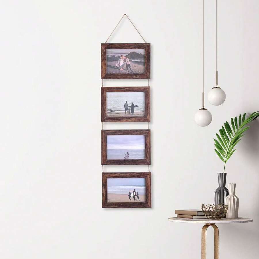 1pc 6-Inch 4-Panel Combination Photo Frame, Wall Decor Picture Frame - 1PC - View 1