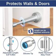2Pcs Adjustable Door Stopper, 3.07-4.45in Aluminum Door Stoppers Bottom Of Door, Silver Door Stops Wall With Silicone Tip, Screw Adhesive Installation - 2 + Silver - View 5