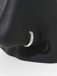 1 chiếc khuyên mũi giả phong cách Bohemian, màu bạc đính đá Cubic Zirconia, không cần xỏ lỗ mũi, phụ kiện thời trang hip-hop. - Bạc - Xem 5