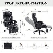 001-XXL Ergonomic Office Chair, Administrative Chair With Massage And Heating Function, PU Leather, With Footrest, 360° Rotation, Adjustable Backrest, Maximum Capacity Of 150 Kg, Suitable For Office And Home Office (Black) - Black - View 8