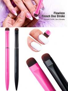 2/1 Set French Manicure Brushes, 3-In-1 Gel & Acrylic Nail Brushes - Nylon Hair, Precise Cleaning And Nail Polish Application, Salon Manicure Accessories, Nail Art Tools - Multicolor - View 3
