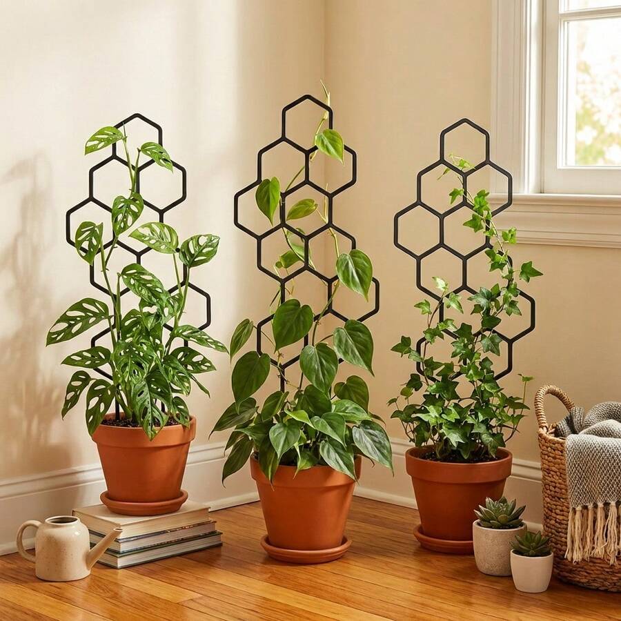 Honeycomb Plant Climbing Trellis, Rust-Resistant Design, Suitable For Potted Vines And Flowers, Space-Saving Indoor/Outdoor Garden Support - A - View 1