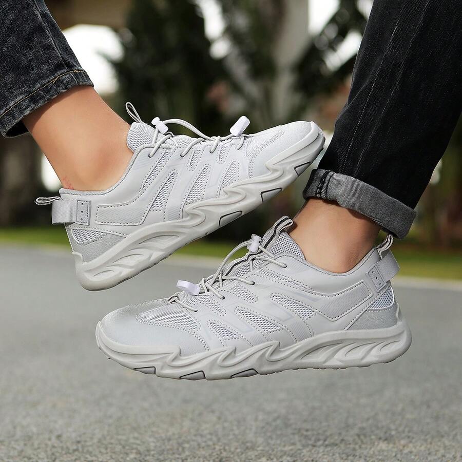Men's Outdoor Shoes For Cross-Country Running, Hiking, Trekking, Plus Size, Spring & Summer - Light Grey - View 1