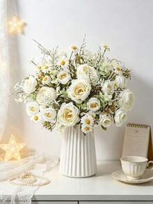 1PC Artificial Rose Sunflower, Rose Daisy Bouquet, DIY Wedding Decoration Wreath Materials, Bridal Handheld Flowers, Wrist Flowers, Chest Flowers, Headflower Decoration Accessories, Wedding Car Decoration, Door Arch Decoration, Home, Restaurant, Bedroom, Vase Decoration, Birthday Party Decoration Materials, Valentine's Day And New Year Gifts, Valentine's Day Gifts, Graduation Gifts - White - View 1