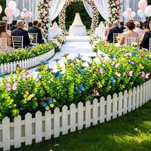 Kmitang 35cm 7 Gabeln künstliche Eukalyptuspflanzen mit Schmetterlingsblüten, Fake Eukalyptuszweige Blätter tropische falsche Gräser Kunststoff Grünpflanze für Heim Garten Party Hochzeit Rasen Dekoration ohne Topf 1 Stück - Verschiedenfarbig - Übersicht 3