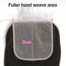4x4 Human Hair Wavy Lace Closure, High Definition Transparent Wavy Lace Closure, Soft Human Hair Lace Closure - Natural Black - View 3