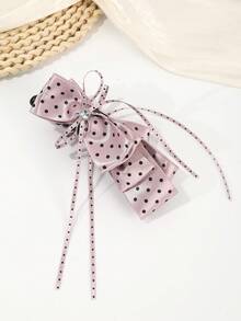 1个波点缎面蝴蝶结香蕉发夹，甜美温柔气质，百搭高马尾发夹 - 彩色 - 查看 8