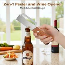 2-Pack Wooden Handle Peeler – 2-In-1 Fruit And Vegetable Peeler With Bottle Opener, Stainless Steel Blade, Essential Kitchen Potato, Carrot, Zucchini - 2 cái - Xem 7