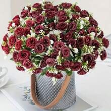 Bó hoa hồng giả chạm khắc tinh xảo, kết hợp với mút trang trí giả, thích hợp trang trí mùa xuân và mùa thu, bó hoa cưới ngày Valentine, bình hoa cưới, trang trí nhà cửa, phòng ngủ, nhà hàng, phòng tắm, nhà bếp, Ngày của Mẹ, đồ dùng trang trí tiệc sinh nhật và trang trí sân vườn ngoài trời. - Đỏ - Xem 4