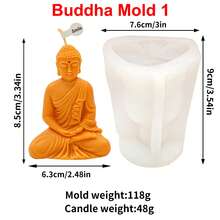 Zhonghui Mold 3D佛像硅胶蜡烛模具，DIY冥想佛像模具，适用于蜡烛、肥皂、树脂、石膏等DIY，禅意家居装饰工艺模具 - 佛 - 查看 11