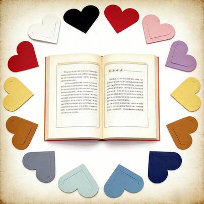 إشارات كتب على شكل قلب من جلد اصطناعي، واقيات غلاف الكتب متعددة الألوان، إشارات كتب على شكل قلب، علامات صفحات الكتب على شكل قلب، اكسسوارات الكتب، هدايا جميلة مصنوعة يدويًا للقراء، لوازم مكتبية