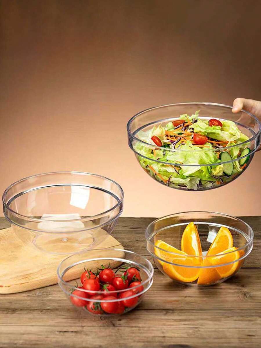 1 bát trộn salad bằng nhựa, bát trộn rau củ tròn trong suốt, bát nấu ăn, bát đựng trà, nước, chậu rửa, đồ dùng phục vụ ăn uống, chậu rửa tròn chống rơi bằng nhựa, bát đựng rau củ quả đường và nước. - Trong suốt - Xem 1
