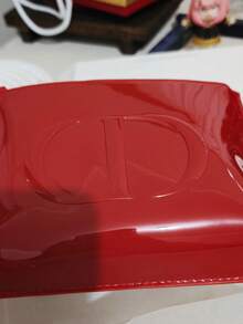 Dior Red Flat Makeup Bag Cosmetic Pouch: Glossy Patent Leather Zipper Case , Compact Travel Organizer For Cosmetics & Essentials, Elegant Luxury Beauty Accessory For Women , Perfect Gift For Birthday, Valentine's Day & Christmas, Travel Size, Makeup Bag Essential, Lightweight & Durable Design, Water-Resistant Interior, Ideal For Daily Use & Party Touch-Ups, French Luxury Craftsmanship, Dior Signature Style, Must-Have For Handbag & Travel, High-End Gift Box Packaging - Đỏ - Xem 5