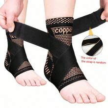 1pc Adjustable Copper Ankle Joint Compression Sleeve, With Fixed Strap Ankle And Heel Support Brace, Unisex For Basketball, Football, Climbing And Other Sports - Multicolor - View 10
