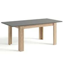 Duehome Mesa de comedor extensible 140-190x90 cm Sira - Roble Canadian - Gris Grafito - Ver 2