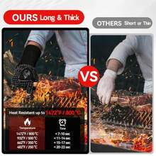 BBQ And Grill Gloves Oven Gloves 1472°F Silicone Oven Mitts Heat Resistant Grilling Gloves Fireproof Non-Slip For Barbecue Cooking Baking Smoking 1-Pair Gray L - Gray - View 4
