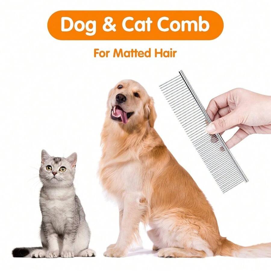 Bàn chải chải lông bằng thép không gỉ, thích hợp cho chó, chó Poodle, chó Golden Retriever, loại bỏ lớp lông tơ, bàn chải chải chuốt.
