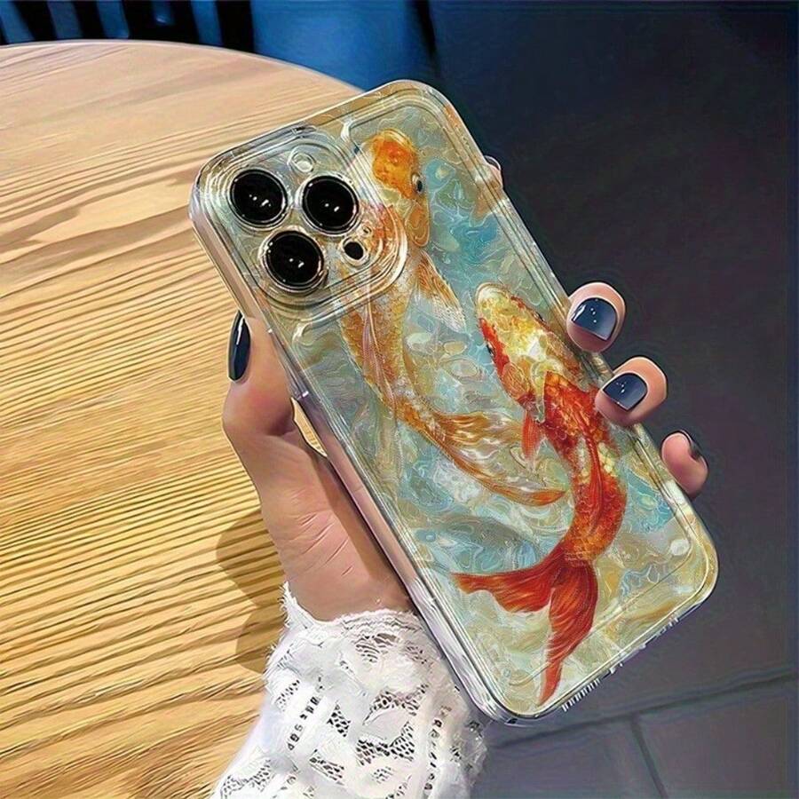 Two Koi Fish Pattern Space-Grade Drop-Proof Phone Case, Suitable for  17/16/15/14/13/12/11/X/XS/XS MAX/ProMax/Air/Plus and  Galaxy S Series. Provides Full Protection, Full Coverage, and Precise Fit. A Creatively  Case That Combines Style - Transparent - Übersicht 1