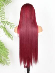 女士时尚直长假发 - 13*4蕾丝前假发,自然婴儿发,180%密度,波浪卷,18-36英寸混色,佩戴舒适,柔软顺滑,适合角色扮演、万圣节、圣诞节,酒红色/黑色/棕色/橙色可选,预卷、预剪、预修剪。 - SBUG/99J - 查看 4