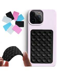 1pc Dual-Sided Silicone Phone Suction Cup Accessory, Suction Cup Phone Case Stand, Adhesive-Free Phone Ring Holder, Suitable For Selfie And Video - Multicolor - View 9