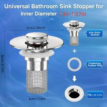 1/2pcs Stainless Steel Pop-Up Sink Strainer With Removable Basket, Suitable For Bathtub And Shower Drain. Hair Catcher To Prevent Clogging, Easy To Clean Without Chemicals. Universal Kitchen And Bathroom Drain And Seal Accessories. - A - View 5
