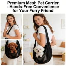Bolso bandolera transpirable y ligero para perros/gatos, ventilado y plegable para viajes, adecuado para Teddy, Poodle, gatos, bolsa portadora de mascotas, accesorio esencial para mascotas, regalo perfecto para mascotas - Negro - Ver 4