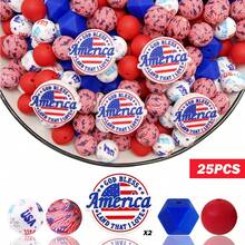 25/30/47pcs American Independence Day 250th Anniversary Series Silicone Bead Set, Printed With American Elements "250" Shaped Beads, DIY Keychain, Necklace, Bracelet, Decoration, Pen, Jewelry Pendant, Holiday & Birthday Gift - Independence Day 250 - View 15