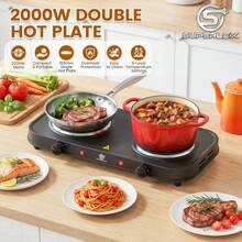 SUPERLEX 8-In-1Electric Stove, 2000W Induction Cooker Table, Portable Cooking Hot Plate, 5-Speed Temperature Control Portable Cooking Hot Plate, Heating Indicator Light, Overheating Protection. Suitable For All Cookers, Suitable For RV/Home/Camping/Apartment - UK Plug(220-240V) - View 2