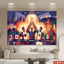 Decoración de la Copa del Mundo, plana 2D, 1 pieza plana 2D - Colgante de pared de la Copa del Mundo 2026 en tamaño súper grande, pancarta de fiesta, decoración de fondo para fiestas, accesorios de fiesta, decoración de pared para temas generales, decoración de festival de múltiples propósitos, jardín, patio y fiestas, decoración de pared de la Copa del Mundo, decoración del hogar, colgante de pared para la sala de estar, colgante de pared para el dormitorio, decoración de pared para la oficina. - z1 - Ver 2