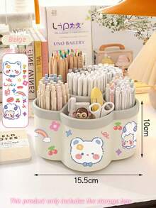 360 Degree Rotating 5-Compartment Pencil Holder - Multifunctional Plastic Desktop Organizer Box For Pens, Pencils And Office Supplies - Suitable For Home, School And Office Use - Multicolor - View 11