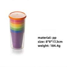 7 Stück/Set tragbarer Regenbogen Reisebecher Set - 7-farbige Plastikbecher für Outdoor-Picknicks, Wanderungen und den täglichen Gebrauch - stapelbar, vielseitige Becher zum Trinken, Spülen, als Mini-Vasen oder für kreative Aufbewahrung - Verschiedenfarbig - Übersicht 11